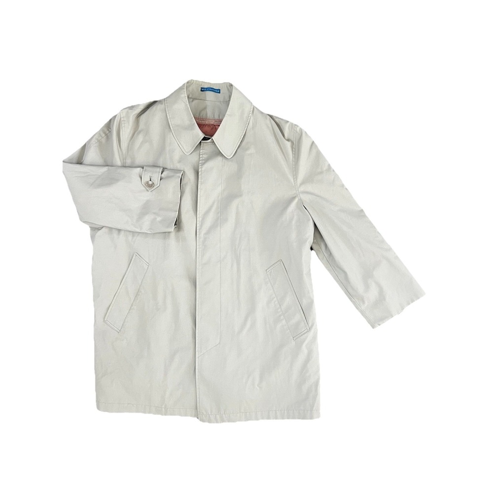 Vintage TOWNCRAFT‎ Trench Coat Mens 44 S Khaki Removable Lining Hidden Buttons